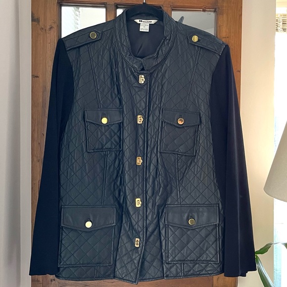 Peter Nygard Jackets & Blazers - Peter Nygard Collection Leather/Knit Utility Jacket & Gold Tone Hardware US 3X